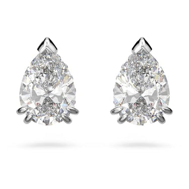 Swarovski Stilla Stud Earrings, Pear Cut, White, Rhodium-Plated on Sale